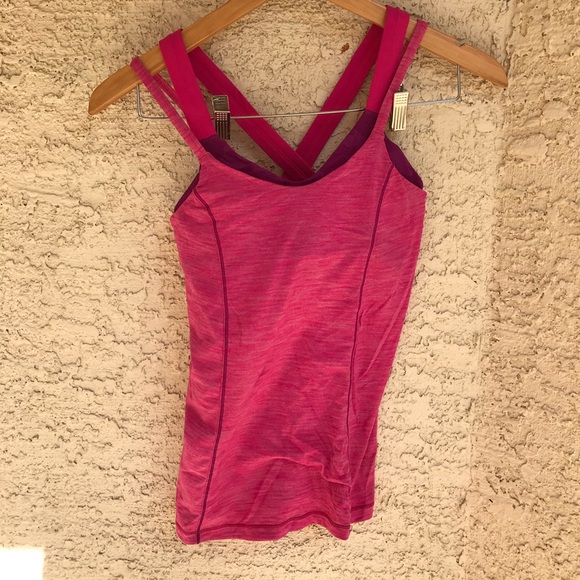 Pink lululemon strappy bra tank top - Picture 1 of 8